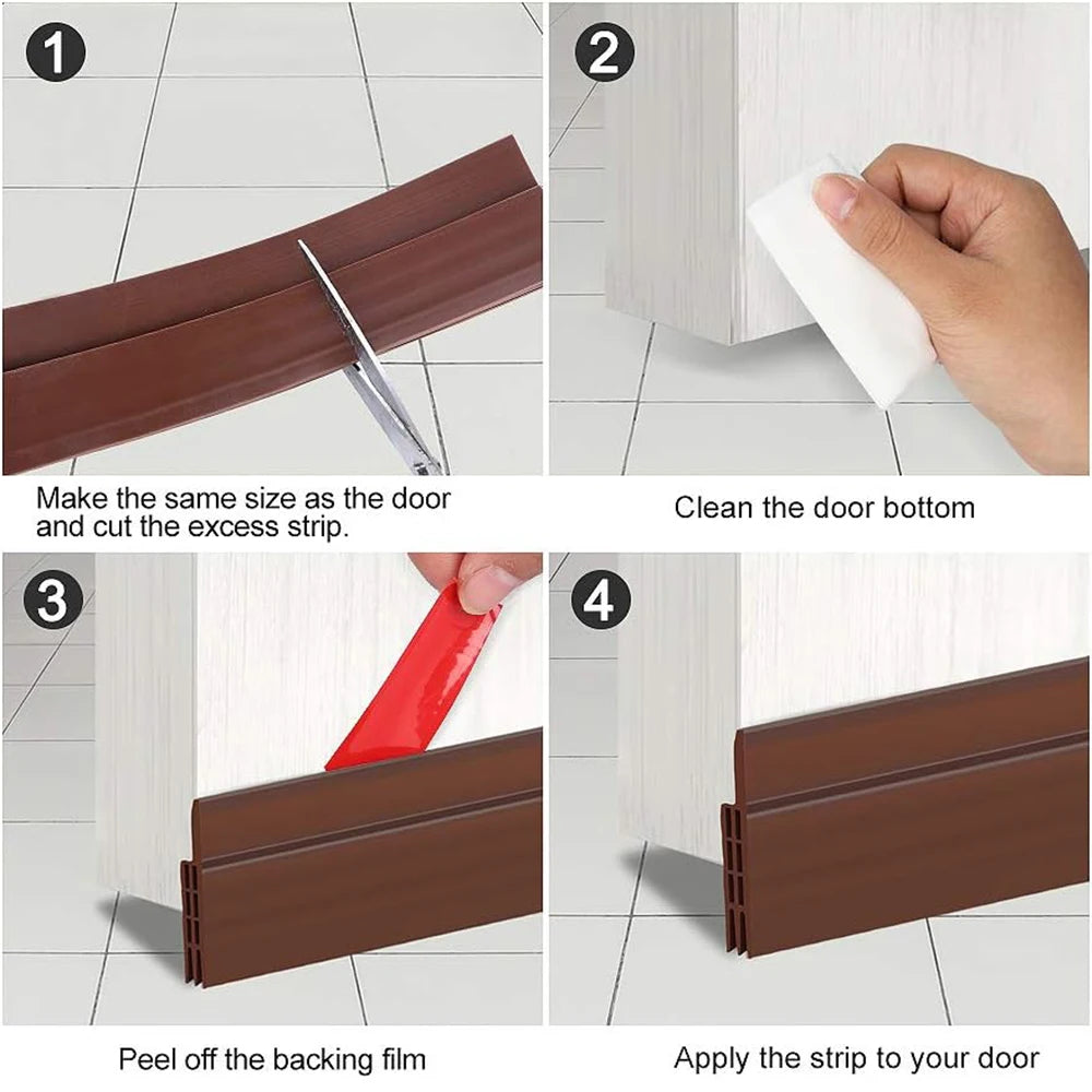 1-4pcs Door Dust Stopper Seal Strip 1m TPE Self-adhesive Door Under Gap Weather Strip Acoustic Foam 5 Colors Anti Draft Tape Qme