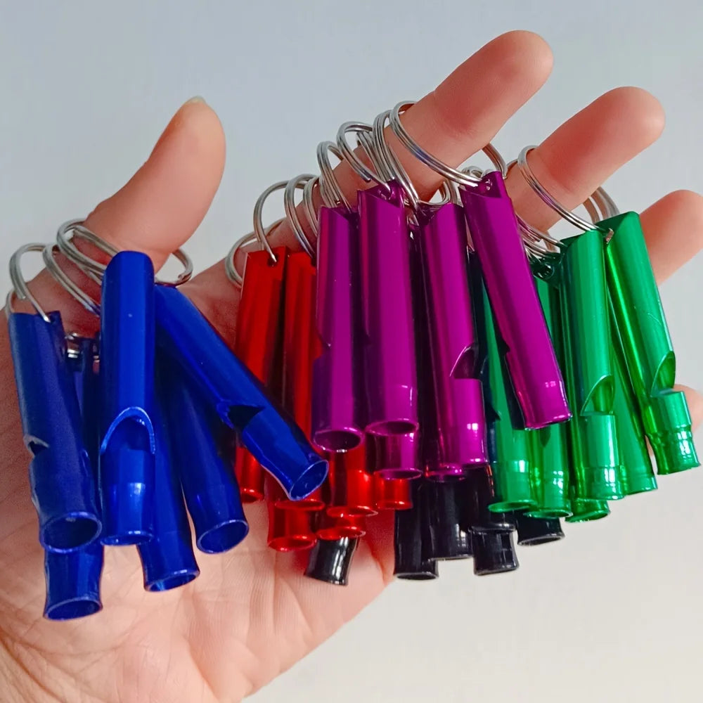 High Decibel Aluminum Alloy Survival Whistle, Portable Keychain Emergency Safety Whistle for Outdoor Camping Hiking Qme