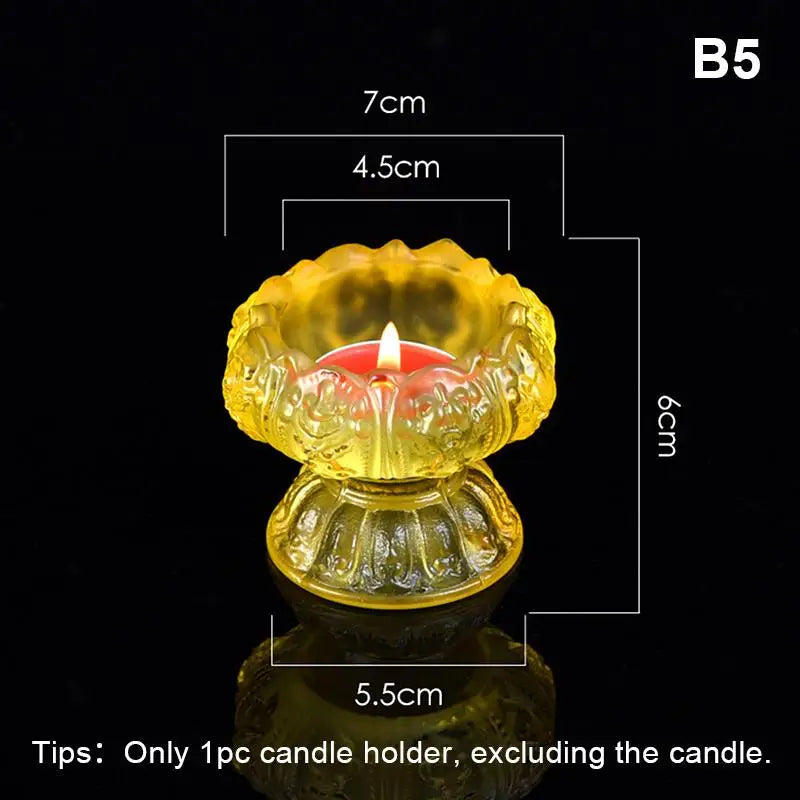 Glass Lotus Candle Holder Windproof Heat Resistant Suitable Use As Qme B5