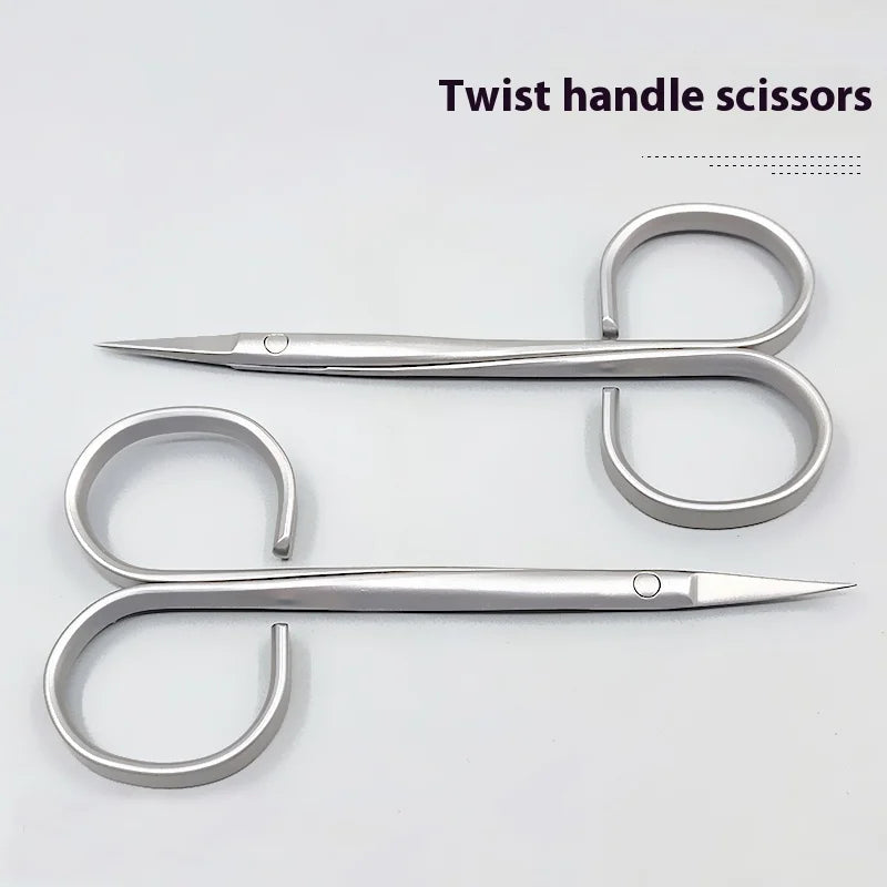 Eye Scissors Twisted Handle Straight-curved-point Double-fold Rapid Qme