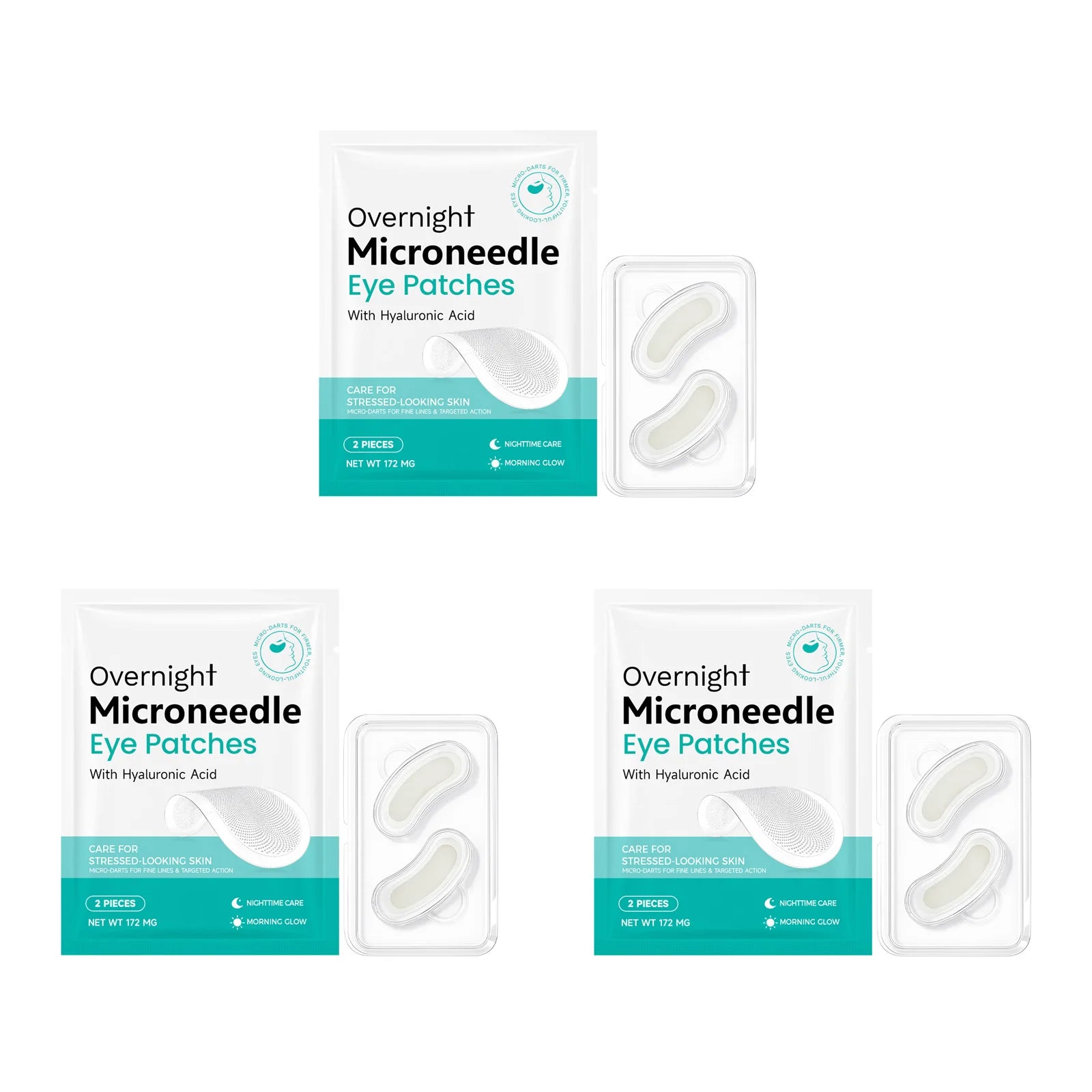 Microneedle Eye Patches Hyaluronic Acid 0.25mm Overnight Under Eye Mask for Dark Circles Fine Lines Hydrating Anti-Aging Eye Car Qme 6pcs
