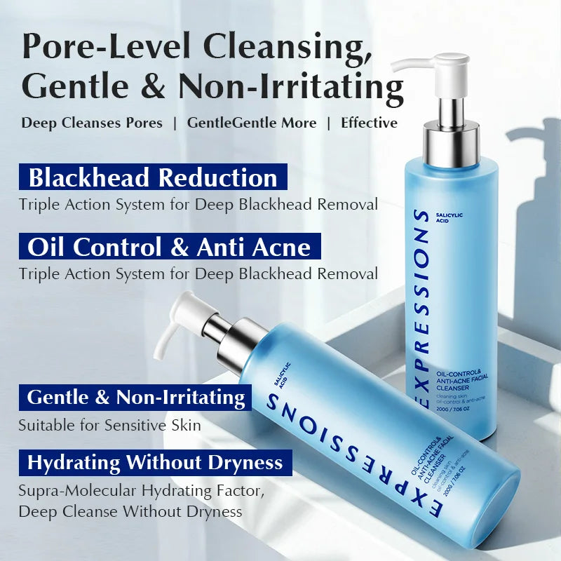 Korean Facial Cleanser Salicylic Acid Niacinamide Blue Lotus Extract Qme