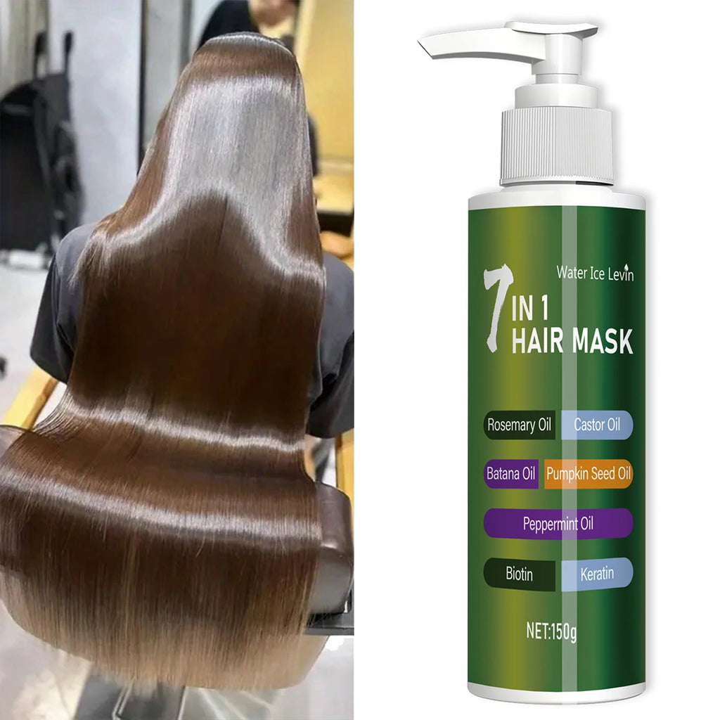 7-in-1 Deep Care Hair Mask to Prevent Breakage and Soften Dry Hair, Rich in Rosemary Oil, Castor Oil, and Biotin Keratin Qme
