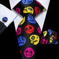 Men Fashion Mixed Color Necktie Set Including Pocket Square & Cufflinks Daily Banquet Wear Qme HT-LDSN0023