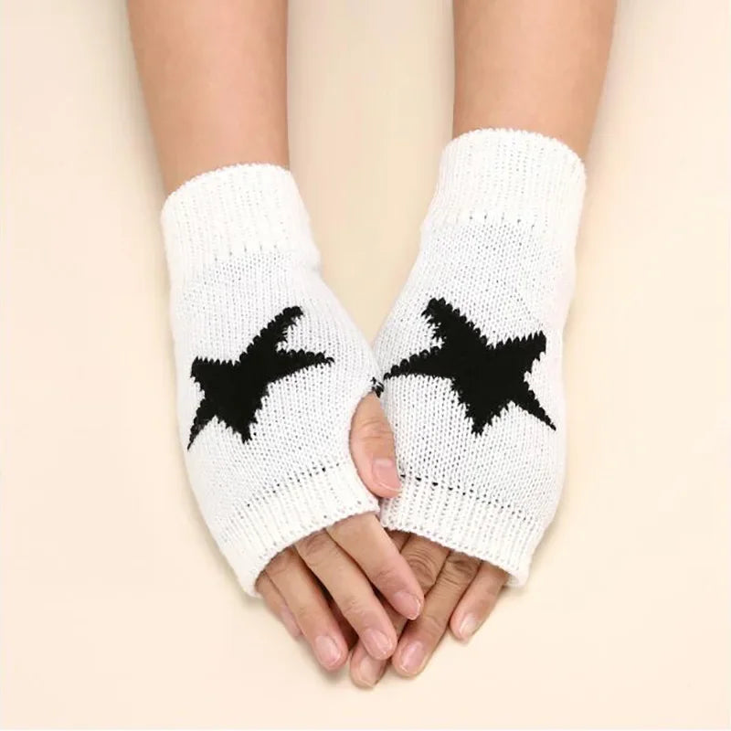 Knitted Half Finger Gloves Women's Warm Soft Winter Mittens for Girl Guantes Y2K Sleeve Girls Lolita Goth Fingerless Gloves Qme A-12 Length -20cm