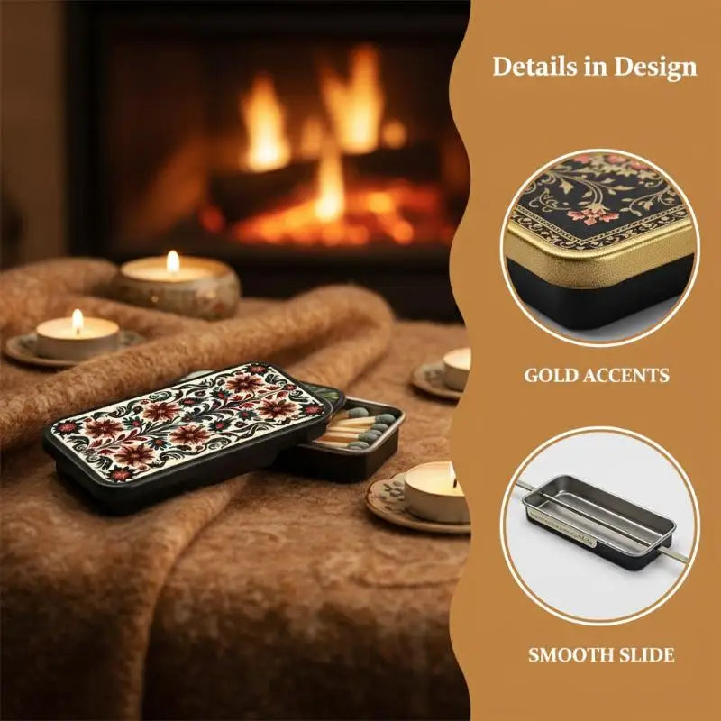 Black Gold Rose Heart-shaped Retro Fire Wood Box Does Not Include Qme