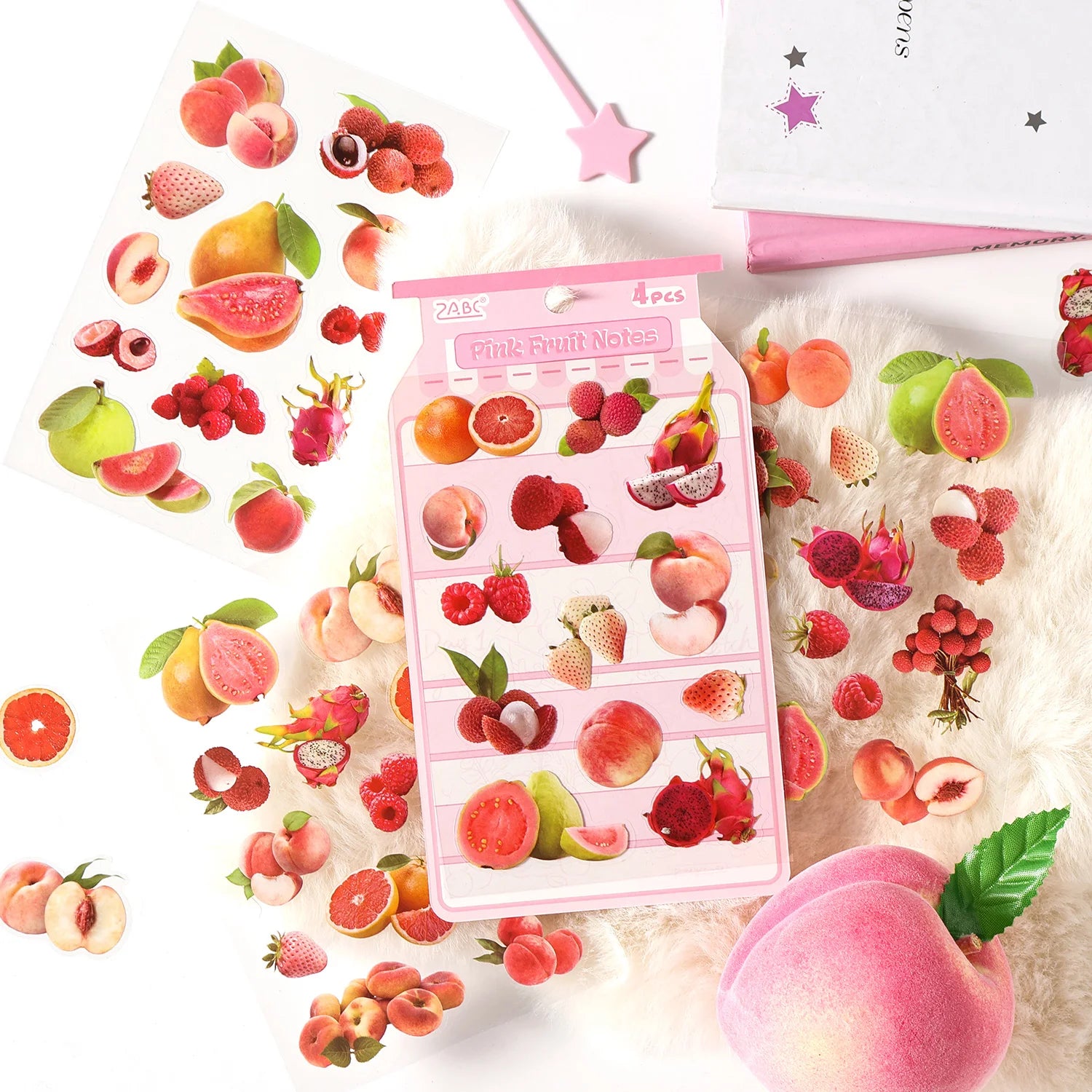 4Pcs Orange Strawberry Fruit Series Die cut Adhesive Sticker Journal Japanese stationery Decoration Scrapbook Diary Cute Sticker Qme
