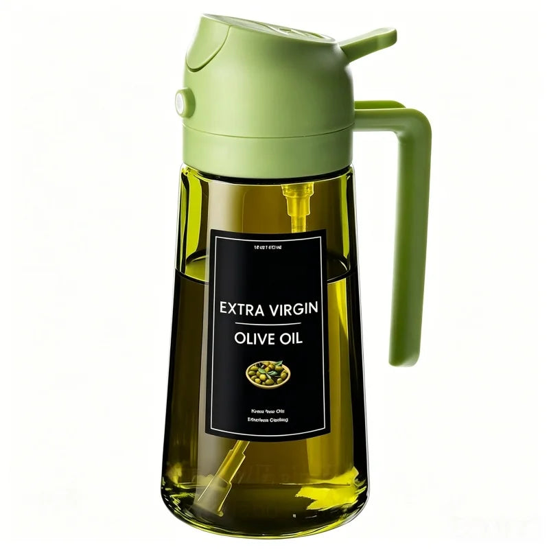 470ML/16oz Olive Oil Dispenser 2 in 1-spray and Pour Glass Oil Sprayer Used for Cooking Air Fryer Barbecue Baking Salad Qme 1pc green