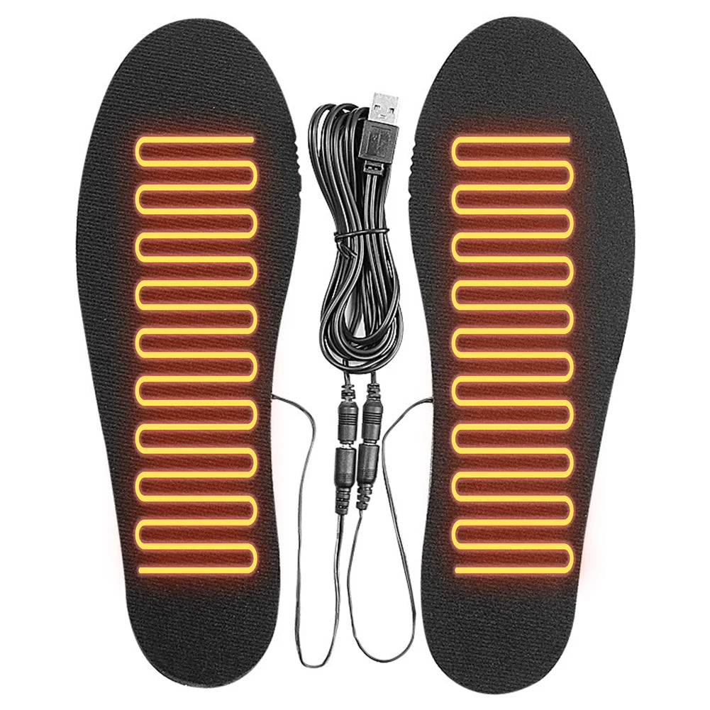 USB Heated Shoe Insoles Electric Heated Shoes Pad Cuttable Foot Warming Pad Rechargeable Foot Warmer for Skiing Hiking Qme 1pcs
