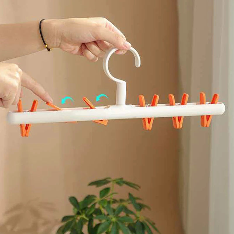 1 Household Multi-Clip Drying Rack for Socks, Student Dormitory Clothing Hanger, Pants Clips, Hat Storage Rack Qme