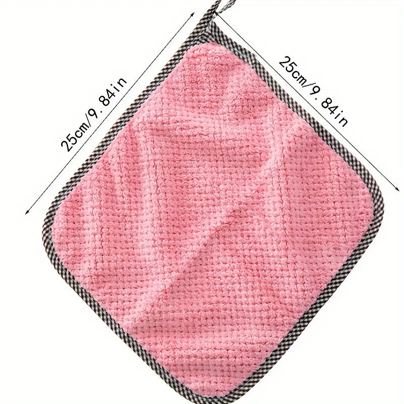 10pcs, Thickened Coral Velvet Dish Cloths Towels, Soft Absorbent Towels, Strong Stain Removal, Scouring Pads, Reusable Qme