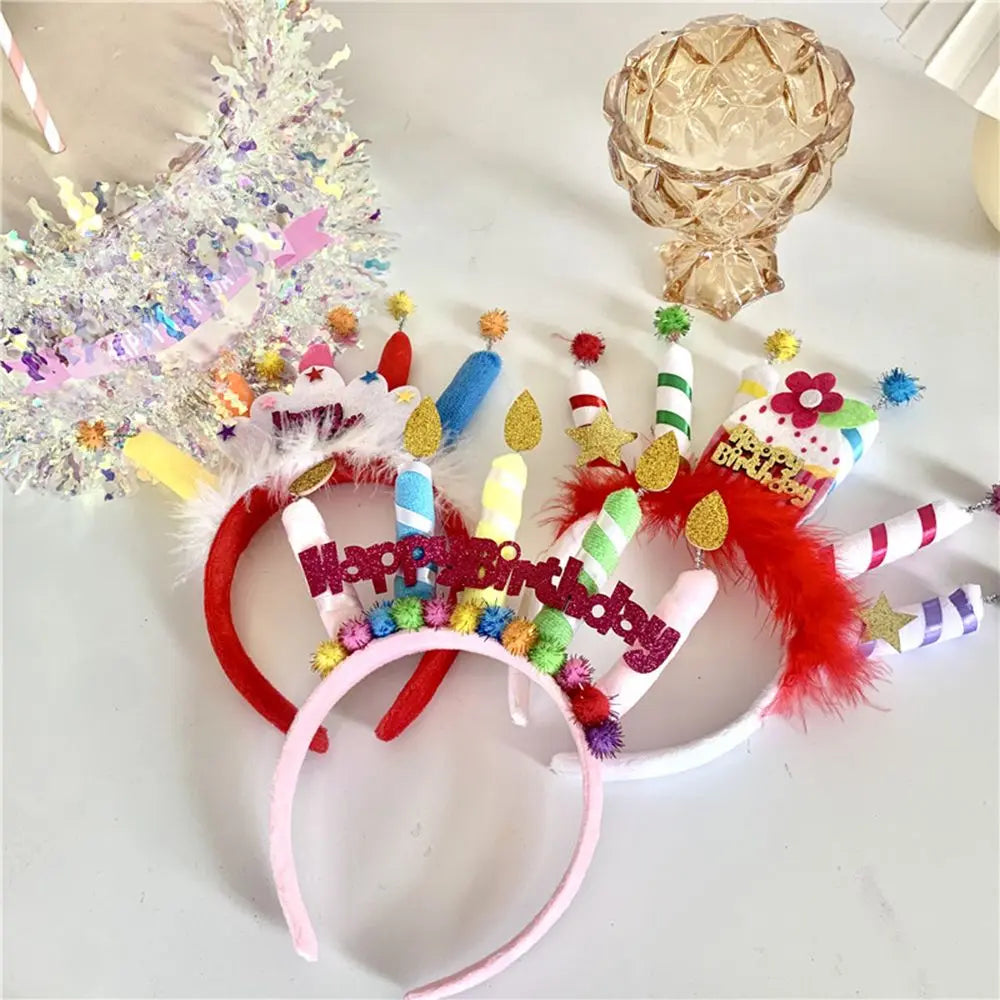 Decor Children Happy Birthday Headwear Crown Candle Hairband Hair Qme