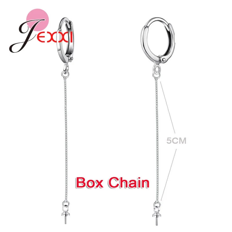 Real Silver Earrings Components For Women Hand Making Jewelry 925 Stamp Sterling Silver Color Earrings Jewelry Findings DIY Qme Box Chain