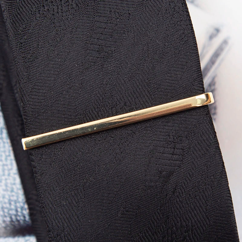 Tie Clips Men Fashion Luxury Metal Gold Tone Simple Bar Clasp Necktie Qme A3