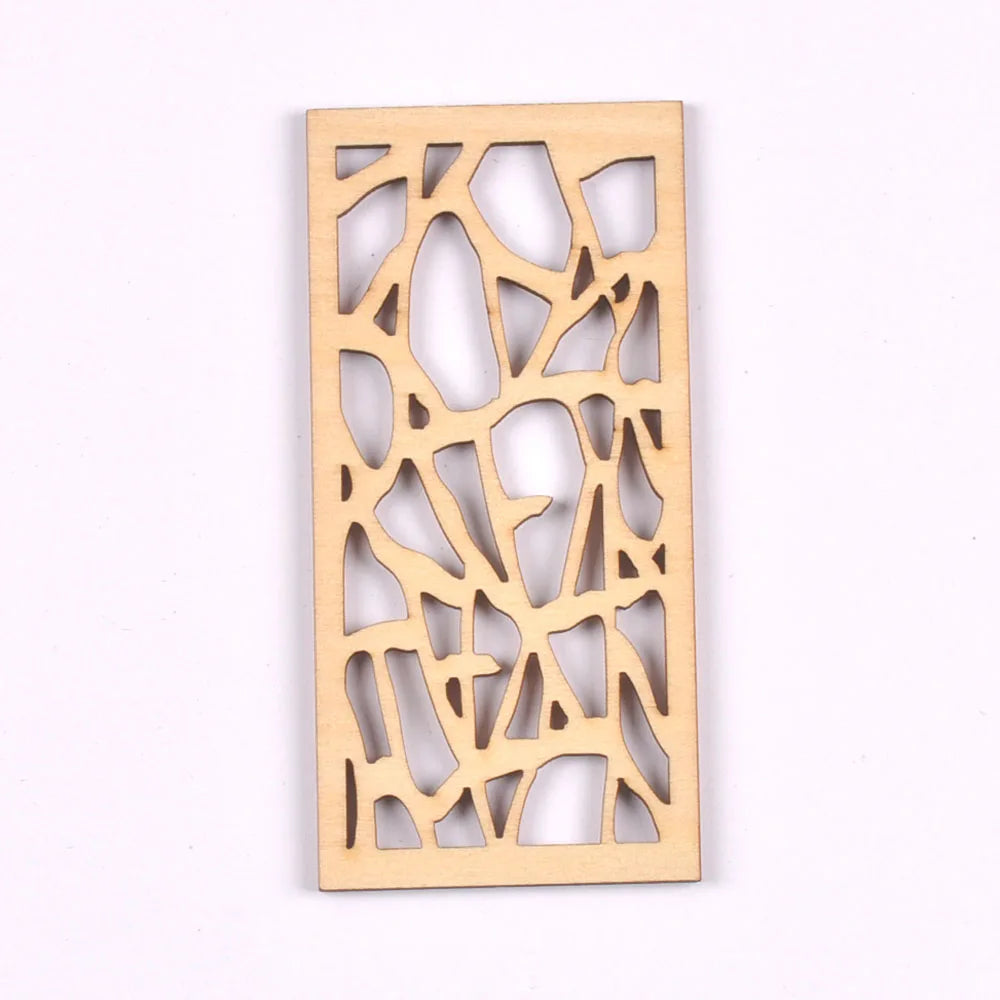 5Pcs/lot Natural Wood Decoration For DIY Scrapbook Crafts Hollow Rectangle Wooden Handmade Ornaments Home Embellishment m2559 Qme 6