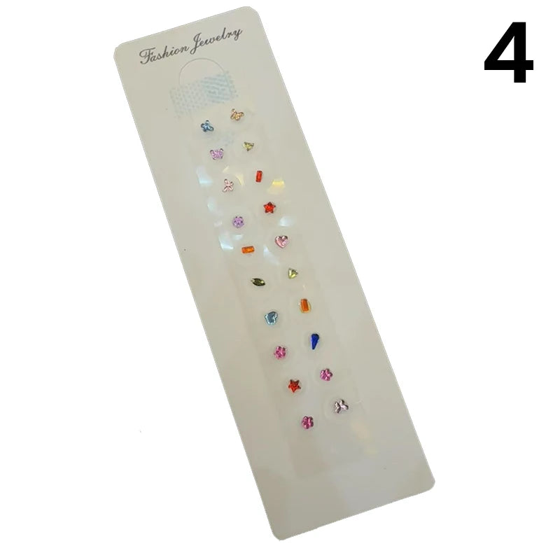 Fashion Bowknot Colorful Rhinestone Pearls Ear Point Stickers Qme 4