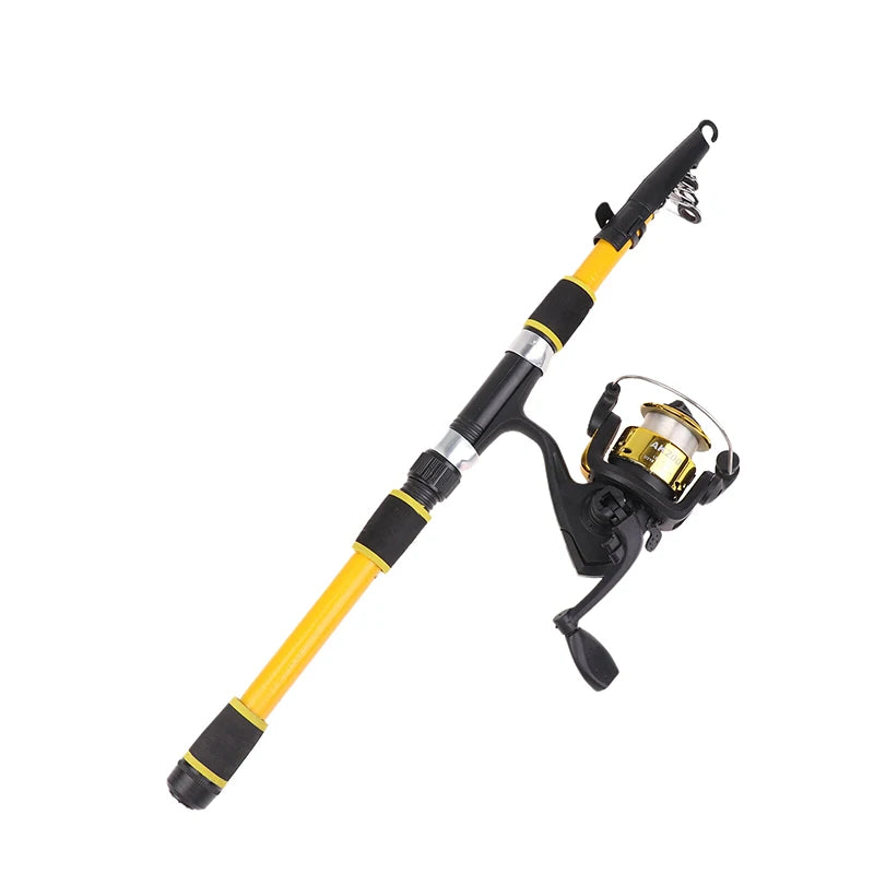 1 8M Telescopic Fishing Rod Spinning Reel Portable Seaing Pole Qme Yellow