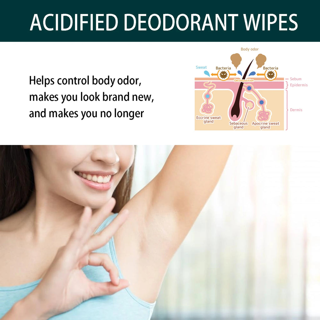 Natural Deodorant Wipes Woman Body Odor Remover Clean Underarms Reduce Bad Smells Refreshing Sweat Absorbent Armpit Care Product Qme