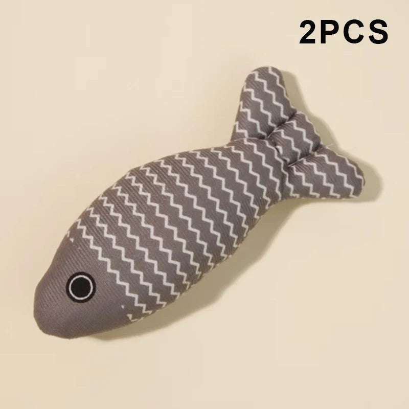 2 Kitten Teeth Grinding Pillow Chewing Toy Claws Thumb Bite Pet Fish Qme A8