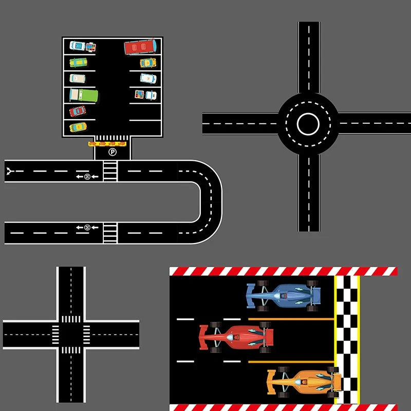 DIY Road And Rail Transit Design And Paper Tape, Used For Railw 28 Rolls+9 Traffic Game Scene Application Stickers Qme
