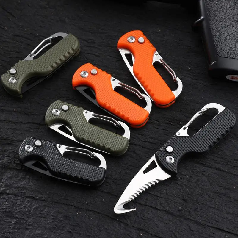 Outdoor Camping Portable Folding Knife Multifunctional Serrated Hook Qme