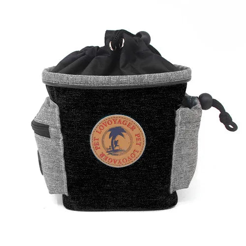 Pet color blocked snack bag training waist bag, multi-functional portable dog food waist bag Qme black
