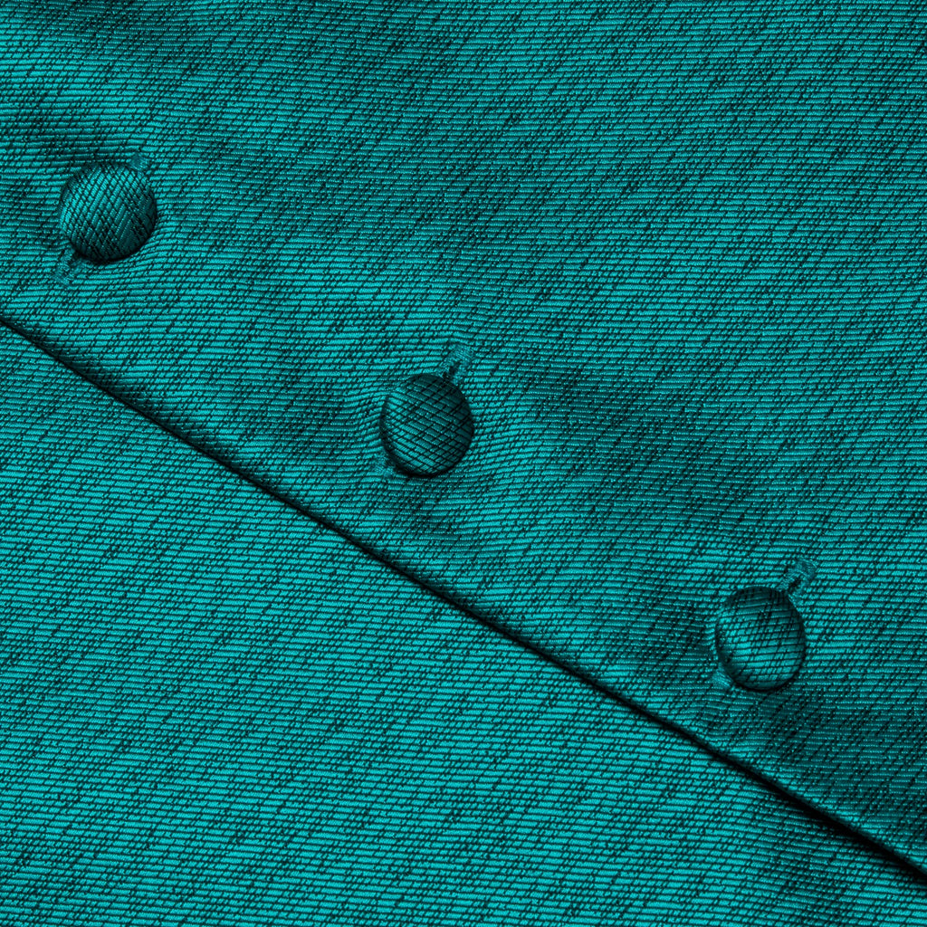 Men's Teal Textured Vest & Matching Tie Set – Fit Formal Waistcoat for Weddings, Proms and Business Events Qme
