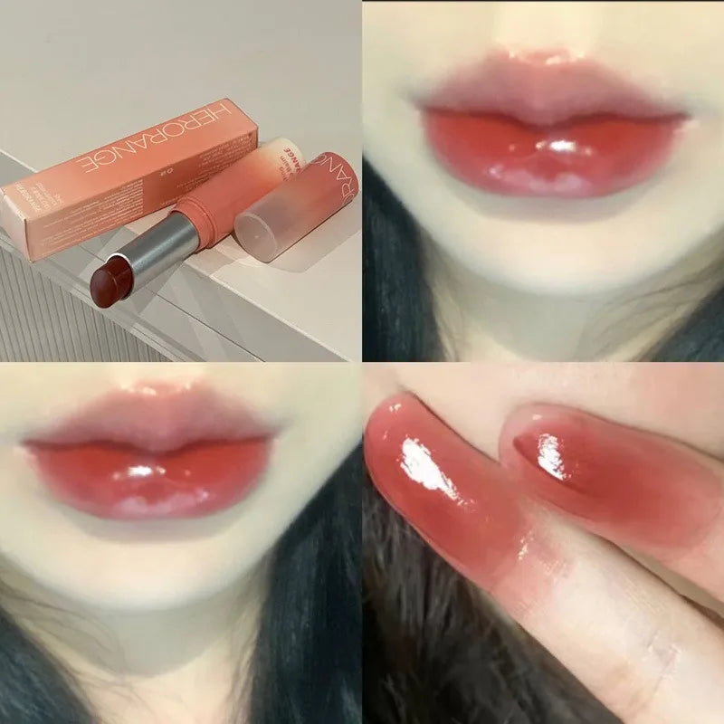 Water Light Solid Lip Gloss Jelly Cherries Red Lip Tint Clear Lasting Moisturizing Lipstick Mirror Non-stick Cup Lipstick Makeup Qme 04