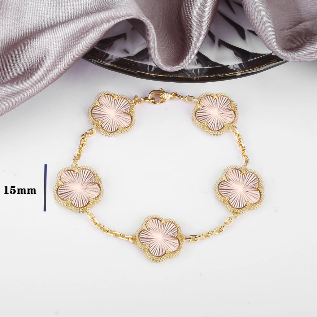 Classic 10 Colors Five-leaf Flower Bracelet Simple Lucky Gold Silver
