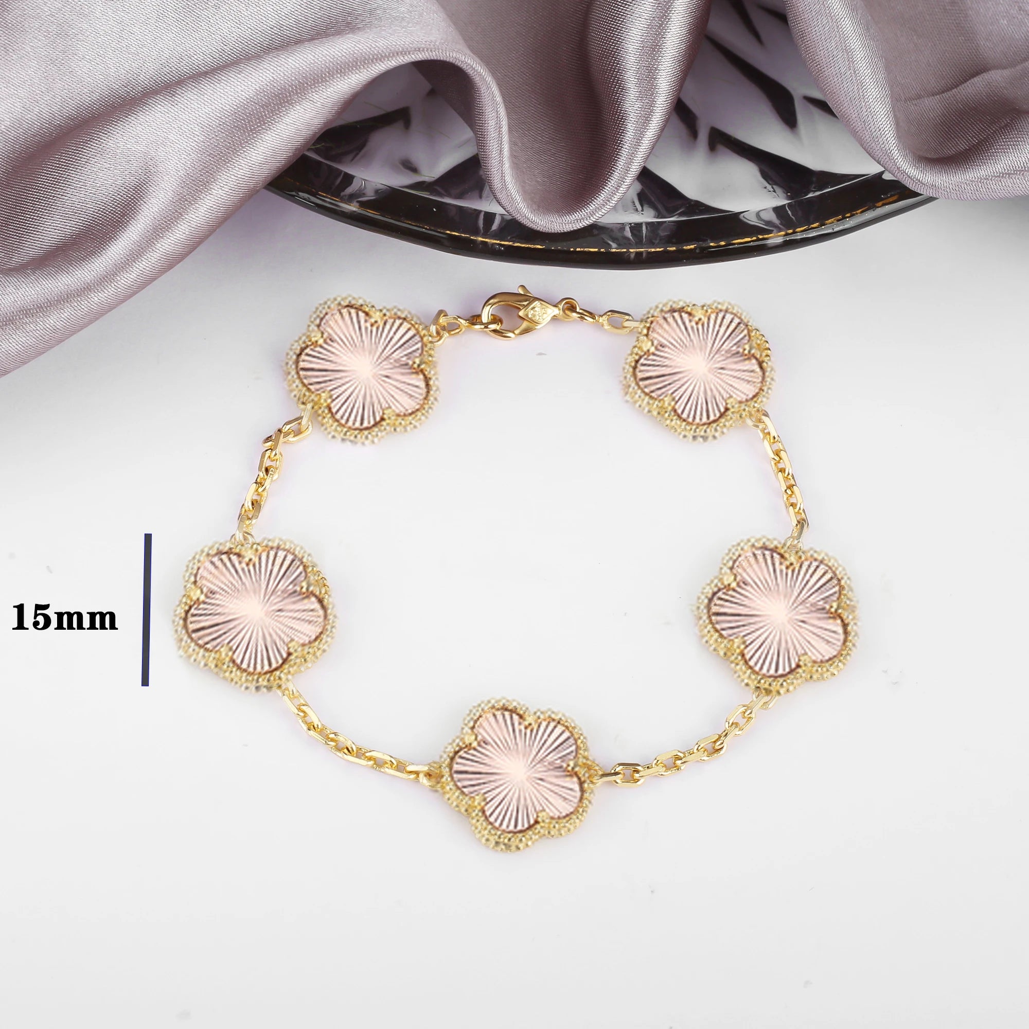 Classic 10 Colors Five-leaf Flower Bracelet Simple Lucky Gold Silver