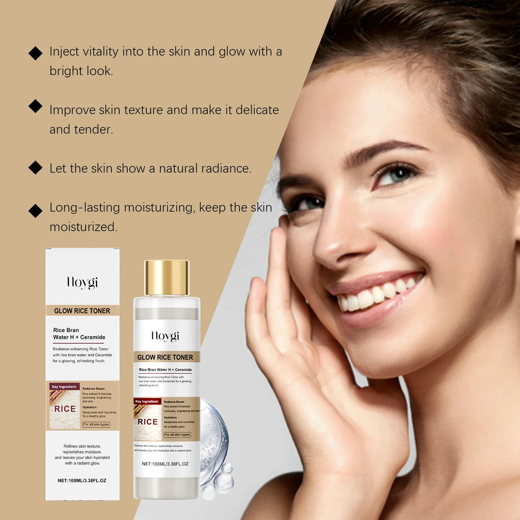 Glow Rice Toner Hydrating Balancing Facial Essence Water Oil Control Pore Refining Nourishing Brightening Toner Glowing Skin Qme