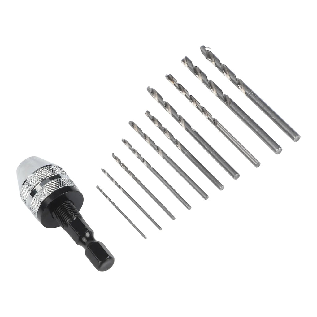 Drill Chuck With 0.3mm To 3.6mm Keyless Chuck Conversion Tools 1/4 Inch Hex Shank Screwdriver Quick Change Adapter Drill Bit Kit Qme