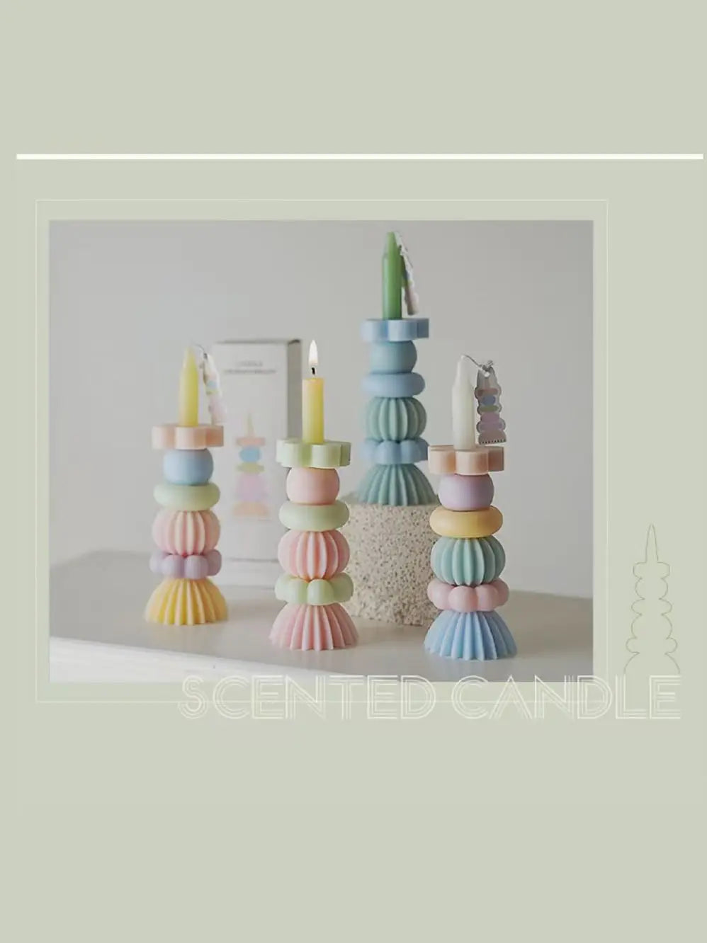 Artisan Geometric Layered Fragrance Candle Lovely Aroma Room Decor Qme