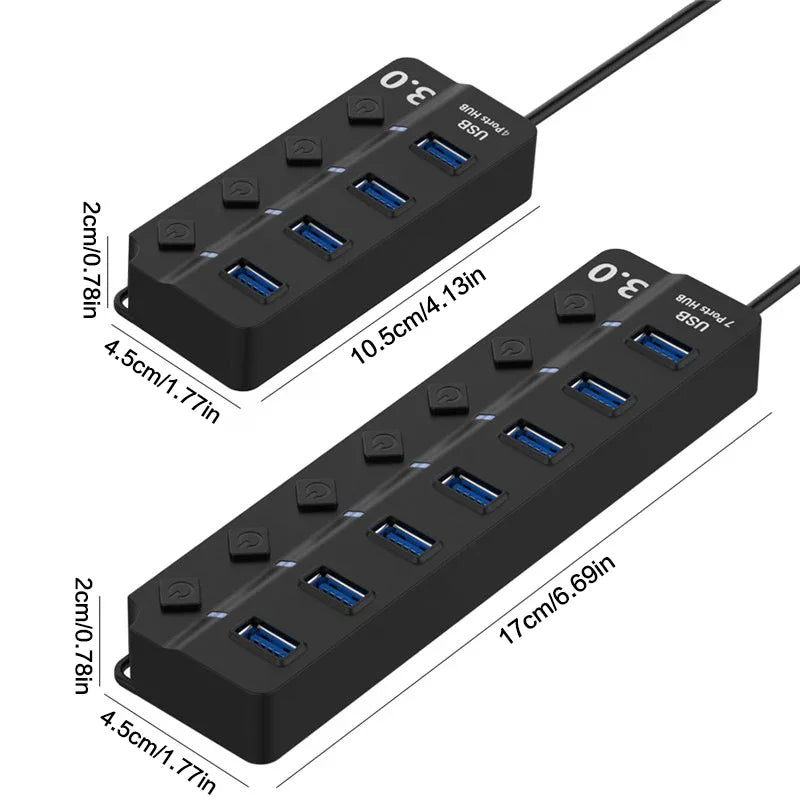 USB3 0 HUB 4in1 7in1 USB Splitter Adapter Multi-port Independent Qme
