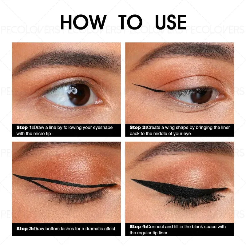 Pigmented Glide Eyeliner Pen Brown Black Waterproof Liquid Ultra-fine Qme