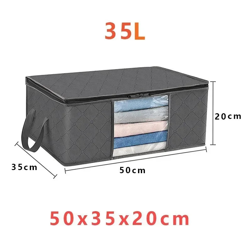 Closet Organizers and Storages Clothes Storage Bag Blanket Storage Foldable Storages Bin Sturdy Sewn By 3 Layers Fabrics Qme 1PCS-35L