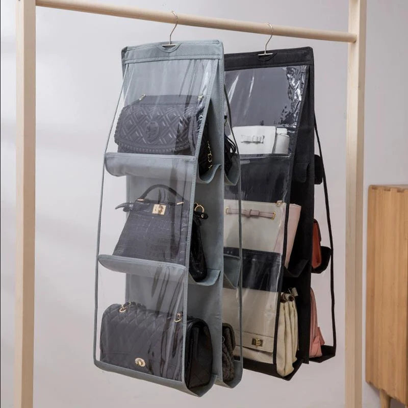 1 three-dimensional double-sided bag hanging bag, handbag storage and organizing bag, hanging multi-layer perspective dust-proof Qme