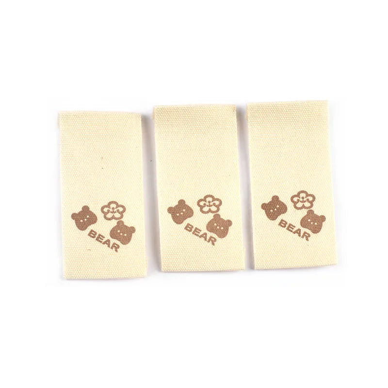 50pcs/lot 20x40mm Lovely Bear/Flower/Rabbit Printed Beige Label For DIY Decor Clothing Sewing Accessories Handmade Crafts c4146 Qme 5