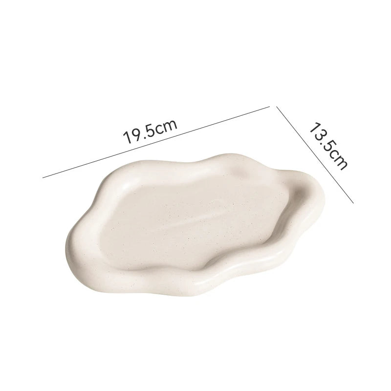 INS Cloud Shape Ceramic Plate Exquisite Ornaments Jewelry Dish Women Qme WHITE
