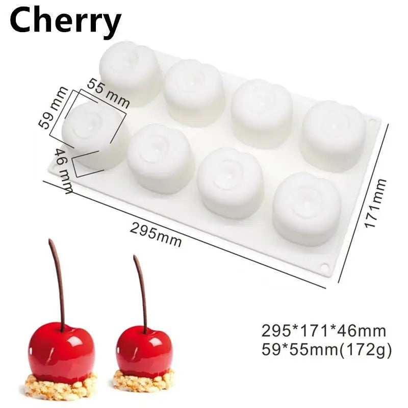 Cherry Shape Silicone Mold Cake DIY 3D Fruit Mouse Mould Pudding Qme A