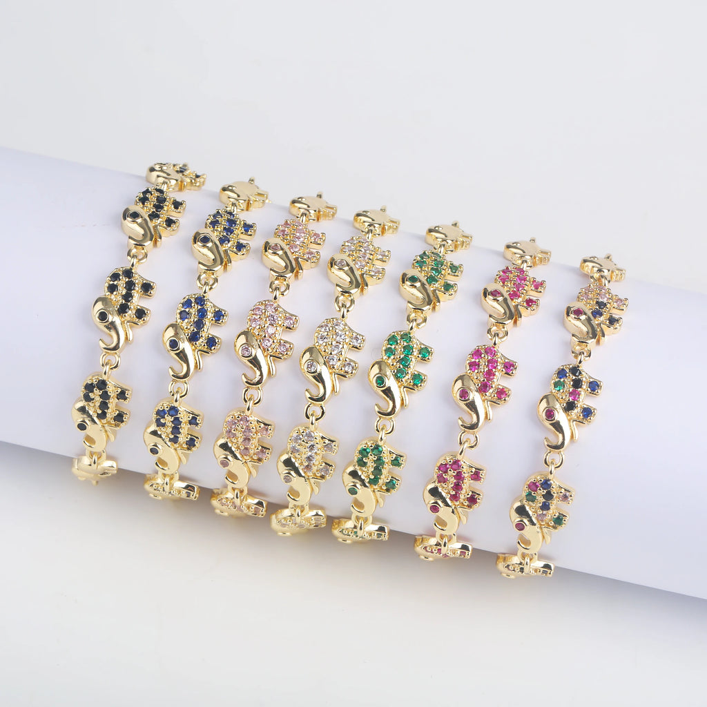 Personalized Animal Elephant Bracelet Copper Inlaid Zirconia Adjustable Bracelet For Woman Party Birthday Gift For Daily Wear Qme