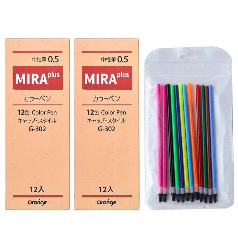 12-36 Pcs/Box Candy Color Gel Pen& Refill Set 0.5mm Kawaii for Multicolor Ballpoint Pen School Office Daily Writing Tools Qme Multi-Colored 24Pcs pen-2box B