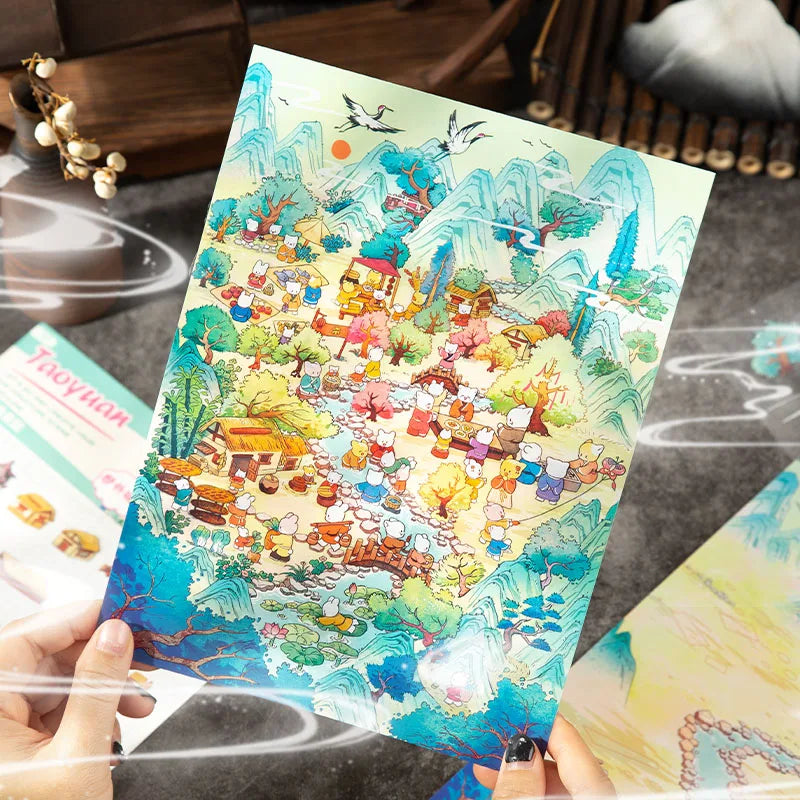 3pcs Miniature Cartoon Scene 3D Landscaping Stickers DIY Miniature Scene Stacking and Pasting Hand Account Gift for Kid Child Qme D4