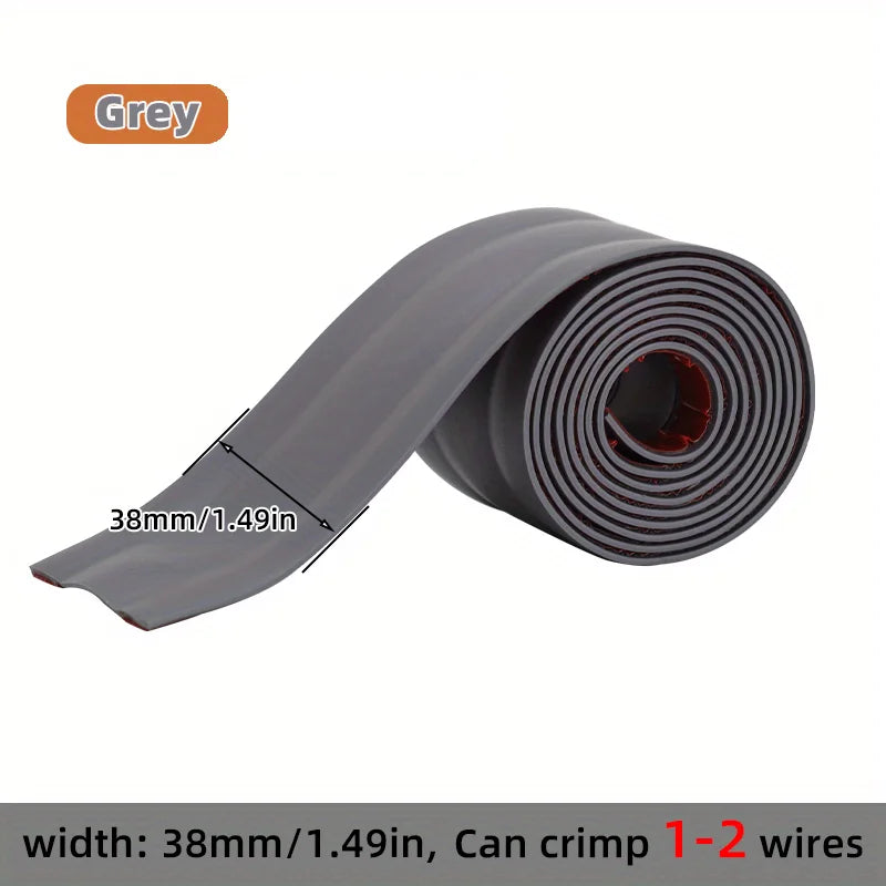 Cable Protector Self-Adhesive Wear Resistant Wire Protection Strips Prevent Trip Floor Cable Cover Cord Insulation Organizers Qme Grey-3.8cm 1M