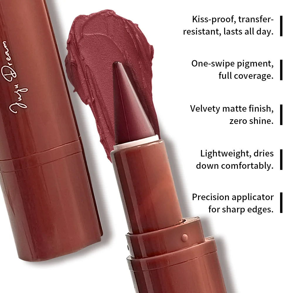 Tapered Gradient Lip Liner Matte Black Brown Velvet Lipstick Qme