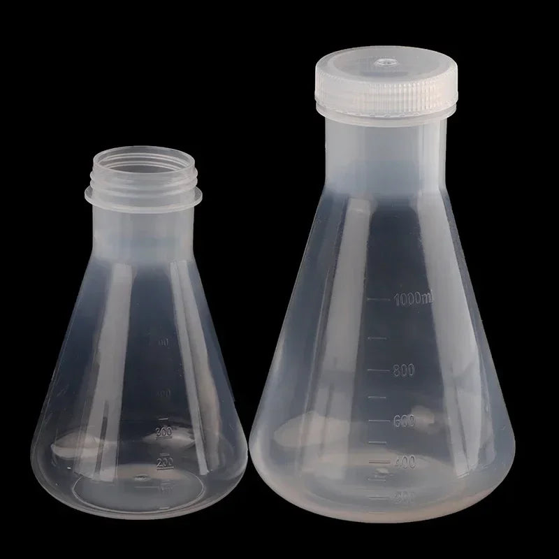 Lab Plastic Erlenmeyer Flask Conical Container Bottle Screw Cap Qme