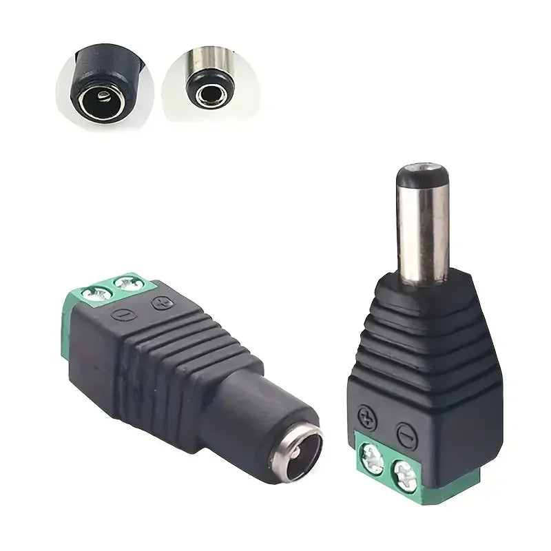 100pcs DC Male Female Connector DC12V 2.1mm X 5.5mm DC Power Plug Adapter Connector for CCTV Cameras LED Strp Qme