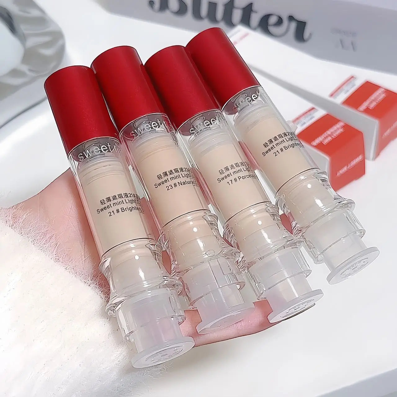 Porcelain White Light Concealer Pen Full Coverage Cover Dark Circles Acne Pores Press Concealer Matte Foundation Cream Cosmetic Qme