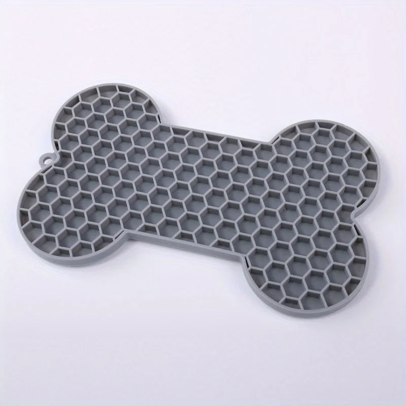 Dog Slow Food Pad Bone Silicone Pet Licking Pad Mat Placemats Pet Supplies Feeding Dog Cats Dogs Supplies Qme Grey