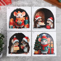 Cute Christmas Small Mouse Hole Wall Stickers Xmas Decoration For Home Navidad Merry Christmas New Year Accessories Qme 4pcs